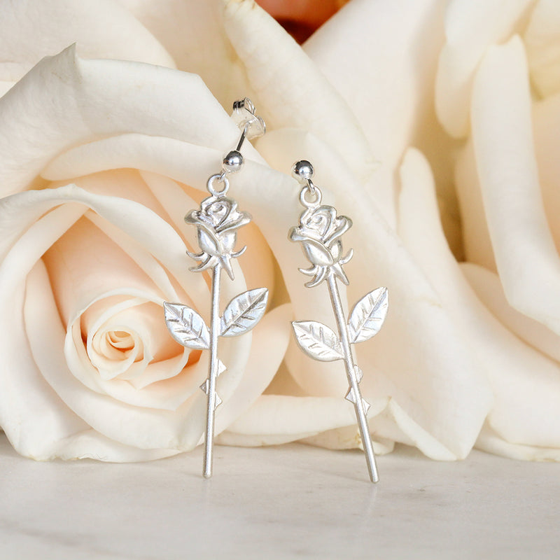 Amazon.com: AeraVida Lovely Romantic Sweet Blooming Rose .925 Sterling  Silver Dangle Earrings | Casual Sterling Silver Dangle Earring for Women |  Jewelry Gift: Clothing, Shoes & Jewelry